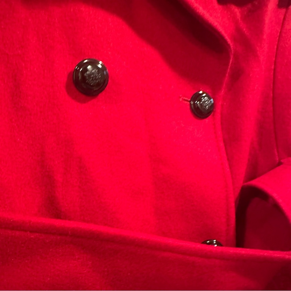 Via Spiga Wool Double Breasted Skirted Trench Coat in Bold Red Pleated Size 12 - Picture 5 of 16
